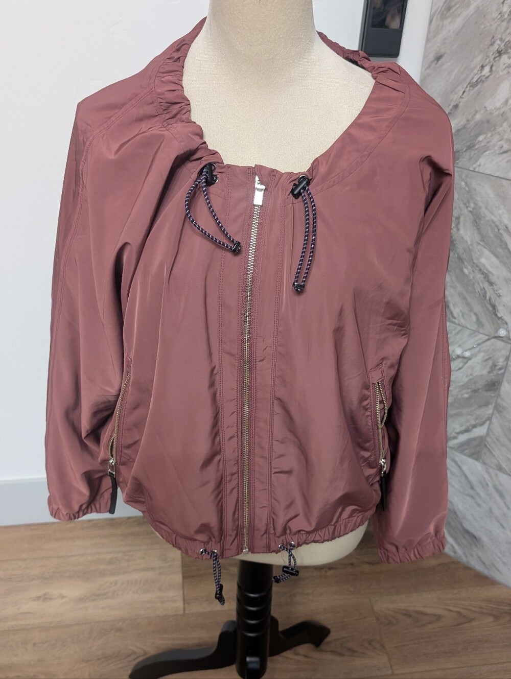 Athleta Mauve-Pink Bomber Jacket with Drawcords